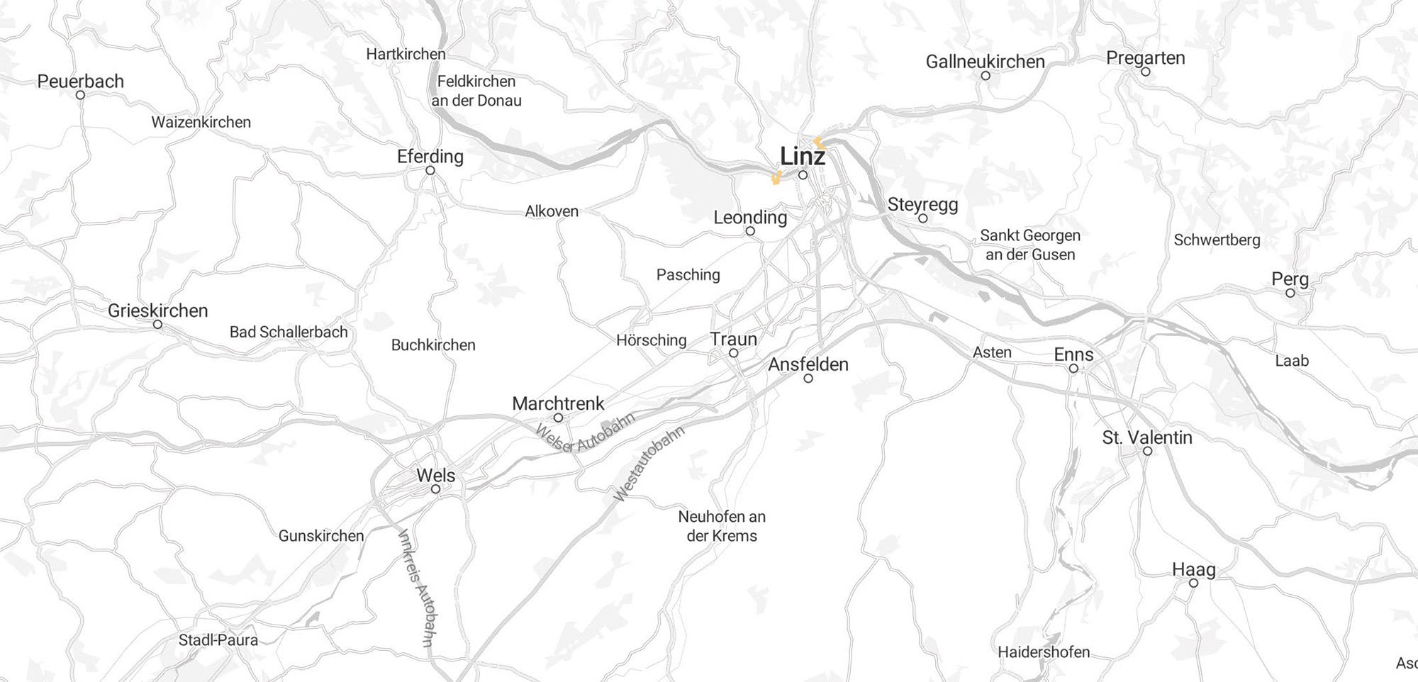 Map showing Digitrans office : Karte mit Digitrans Büro, DigiTrans GmbH, Böhmerwaldstraße 16, 4020 Linz (Anfahrtsplan), und Teststrecke St. Valentin, Weindlau 50, 4432 Ernsthofen (Anfahrtsplan).