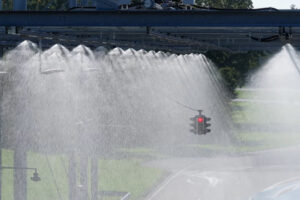 Test track irrigation system traffic light